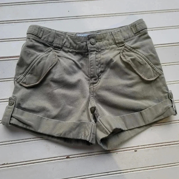 Girl 8 Old Navy Sage Green Cargo Pocket Adj. Waist Rolled Cuff Summer Shorts - Picture 1 of 8